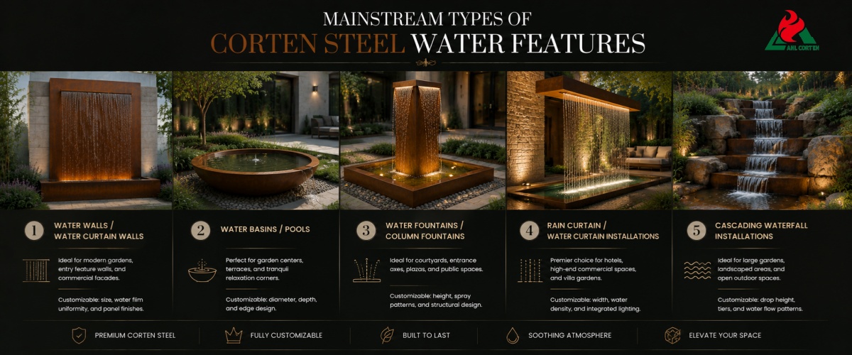 Mainstream Types of Custom Water Features and Suitable Settings